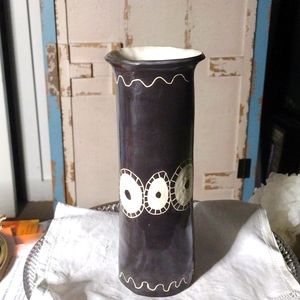 Black and white  studio pottery vase